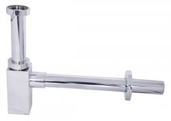 958K Сифон KAISER для раковины б/вып. (хром) квадр