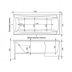 Акриловая ванна Aquanet Cariba 170x75