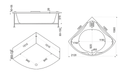 Акриловая ванна Bas Ирис 150 х 150