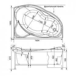 Акриловая ванна Aquanet Jamaica 160x110 R