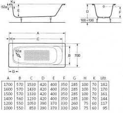 Ванна чугунная Roca Continental 150x70