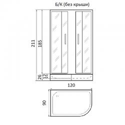 Душевой уголок River DON XL 120/90/26 МТ R без поддона