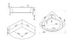 Акриловая ванна Bas Дрова 160 х 160