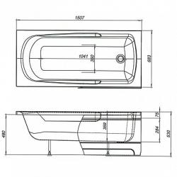 Акриловая ванна Aquanet Extra 150x70