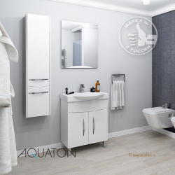Тумба с раковиной Акватон ИНФИНИТИ 65 Н белый глянец