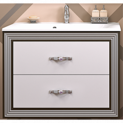 Тумба с раковиной Opadiris КАРАТ 100 серебряная патина