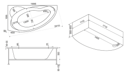 Акриловая ванна Bas Лагуна 170 х 110 R