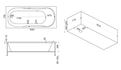 Акриловая ванна Bas Мальдива 160 х 70
