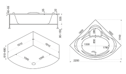 Акриловая ванна Bas Мега 160 х 160