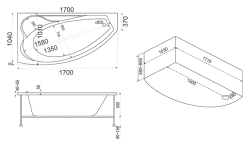 Акриловая ванна Bas Николь 170 х 104 L