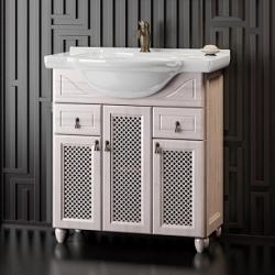 Тумба с раковиной Opadiris ТИБЕТ 70 беленый бук с художественным стеклом