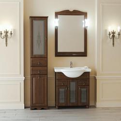 Тумба с раковиной Opadiris ТИБЕТ 80 орех антикварный с художественным стеклом